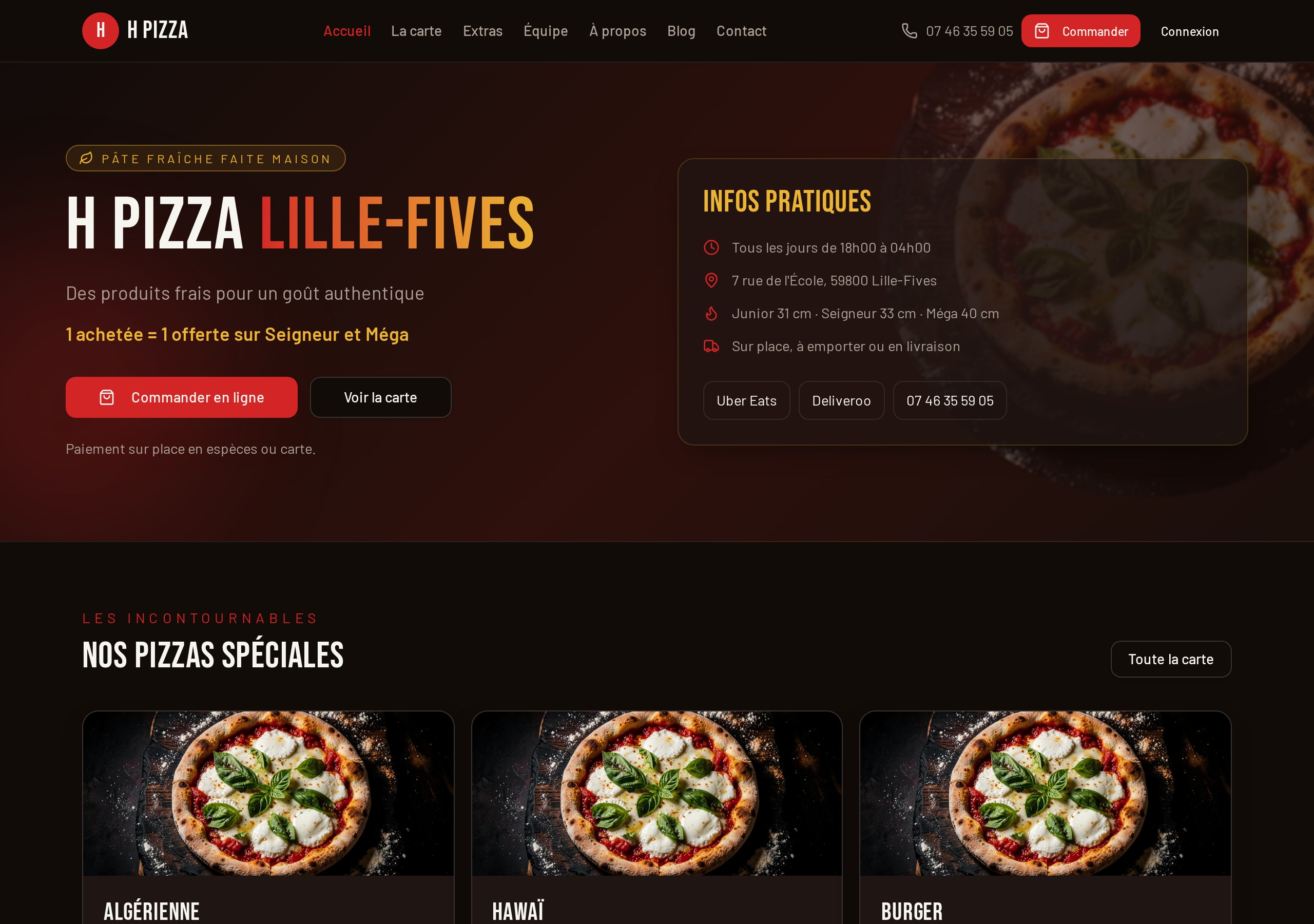 Aperçu du site H Pizza Lille-Fives