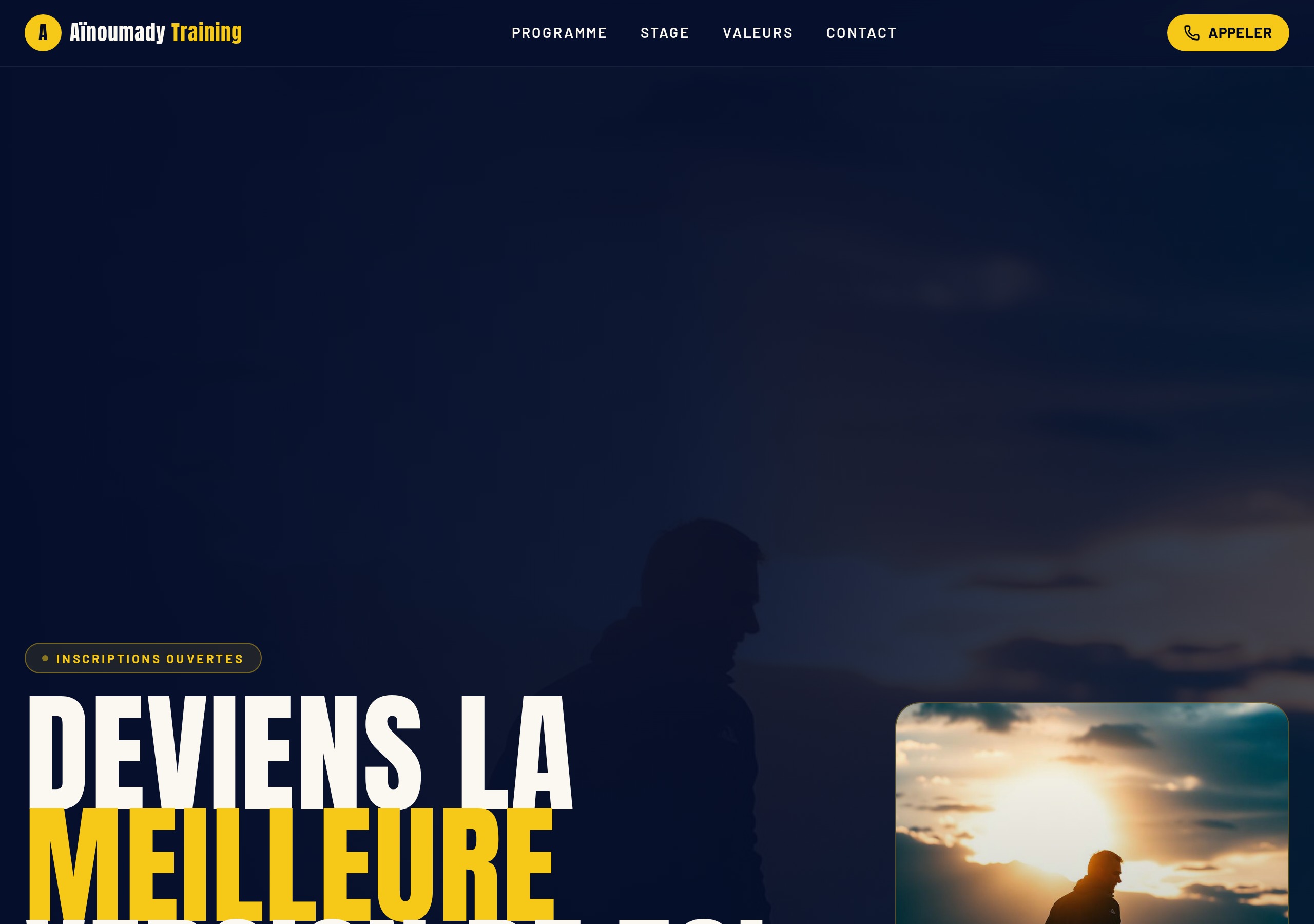 Aperçu du site Aïnoumady Training, coach de préparation physique et technique
