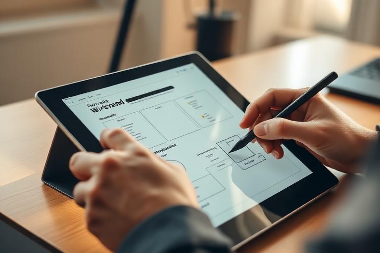Designer travaillant sur une maquette de site personnalisée