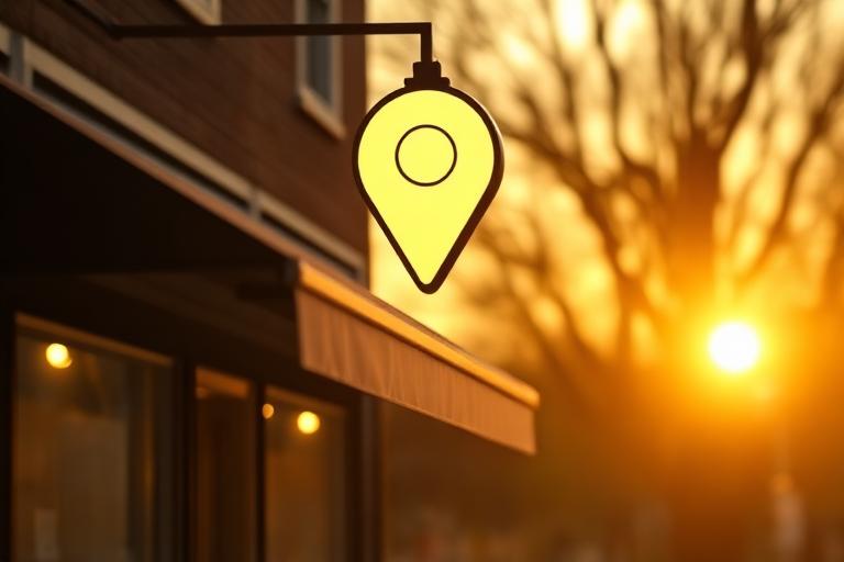 Pin de géolocalisation Google au-dessus d'un commerce local
