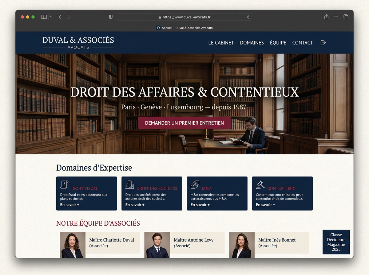 Maquette de site web — Duval & Associés (Cabinet d'avocats)