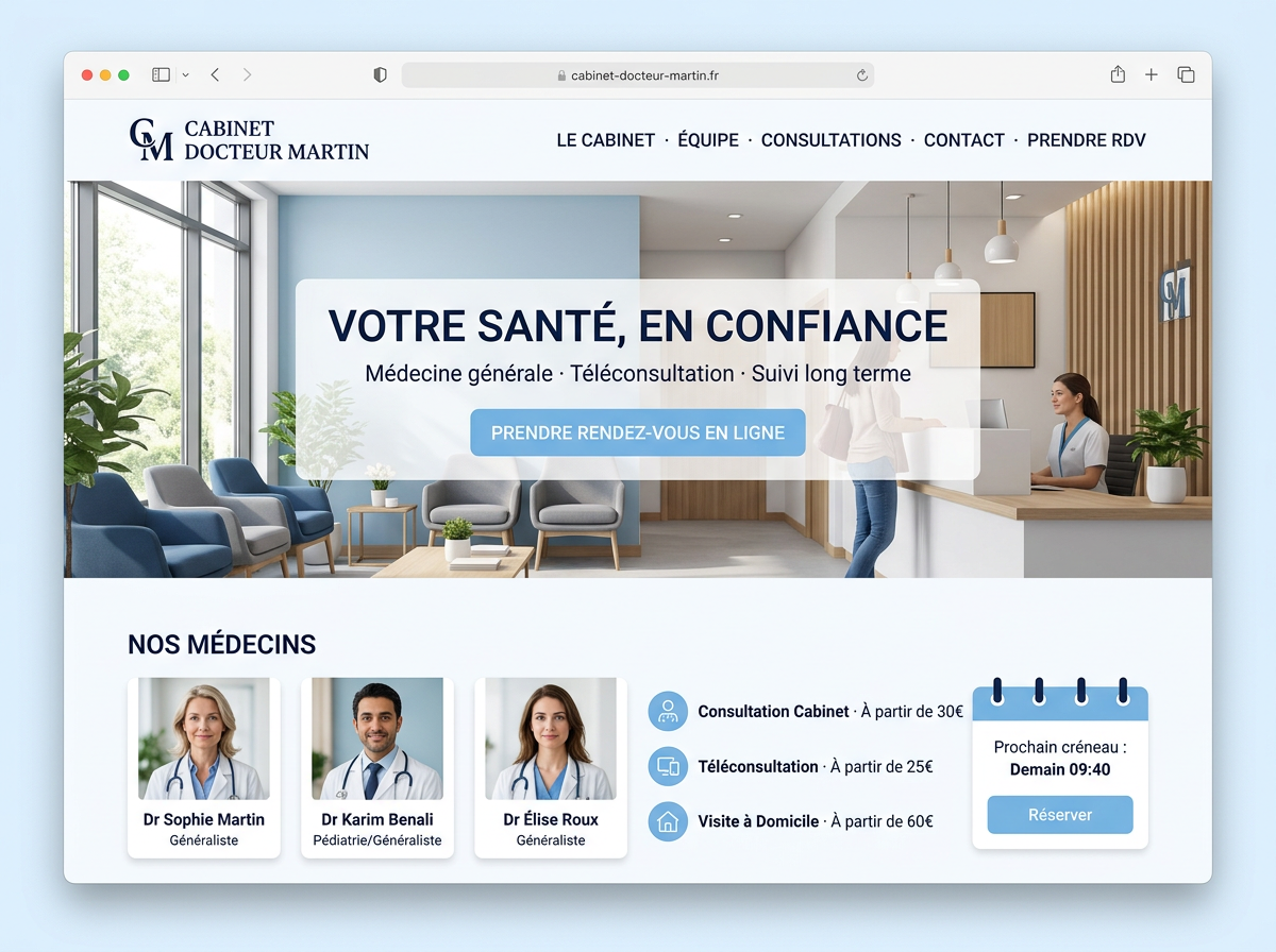 Maquette de site web — Cabinet Dr Martin (Cabinet médical)
