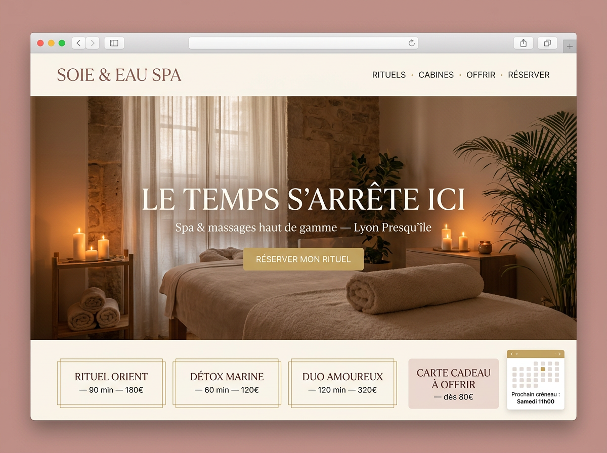 Maquette de site web — Soie & Eau Spa (Spa & bien-être)